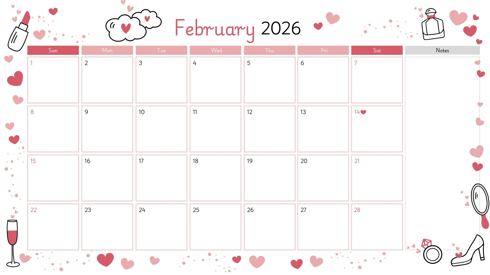 Printable Blank Calendar Feb 2026