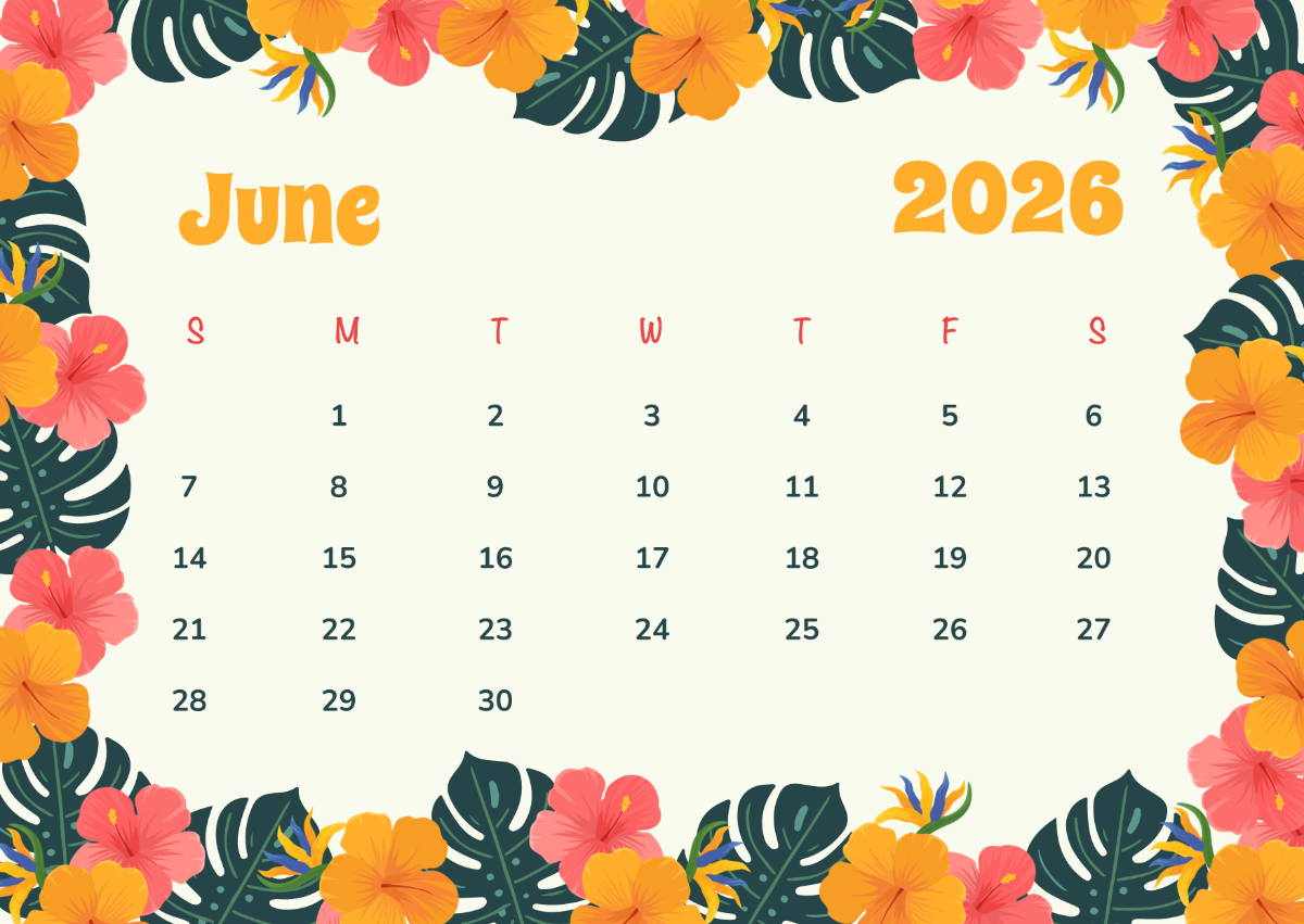 June 2026 Calendar Wallpaper