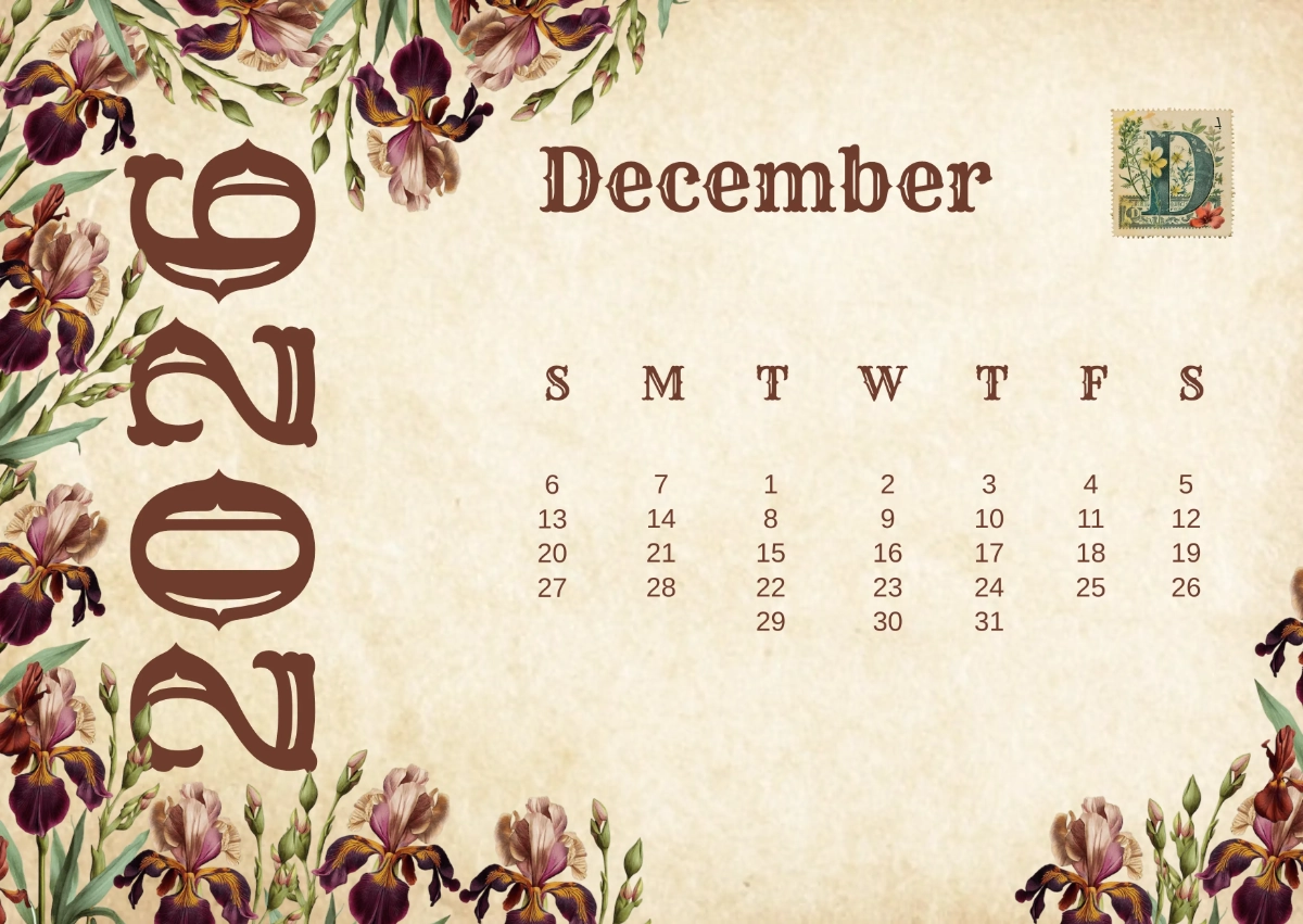 Free Vintage 2026 Calendar Template To Edit Online