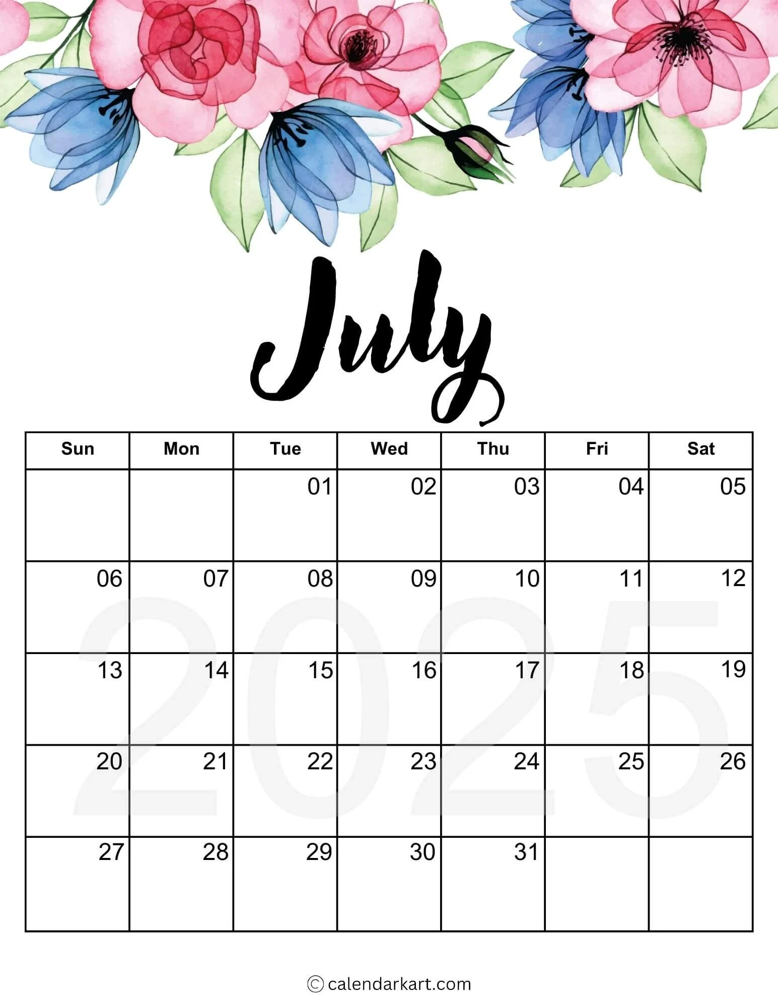 July 2025 Calendar Cute