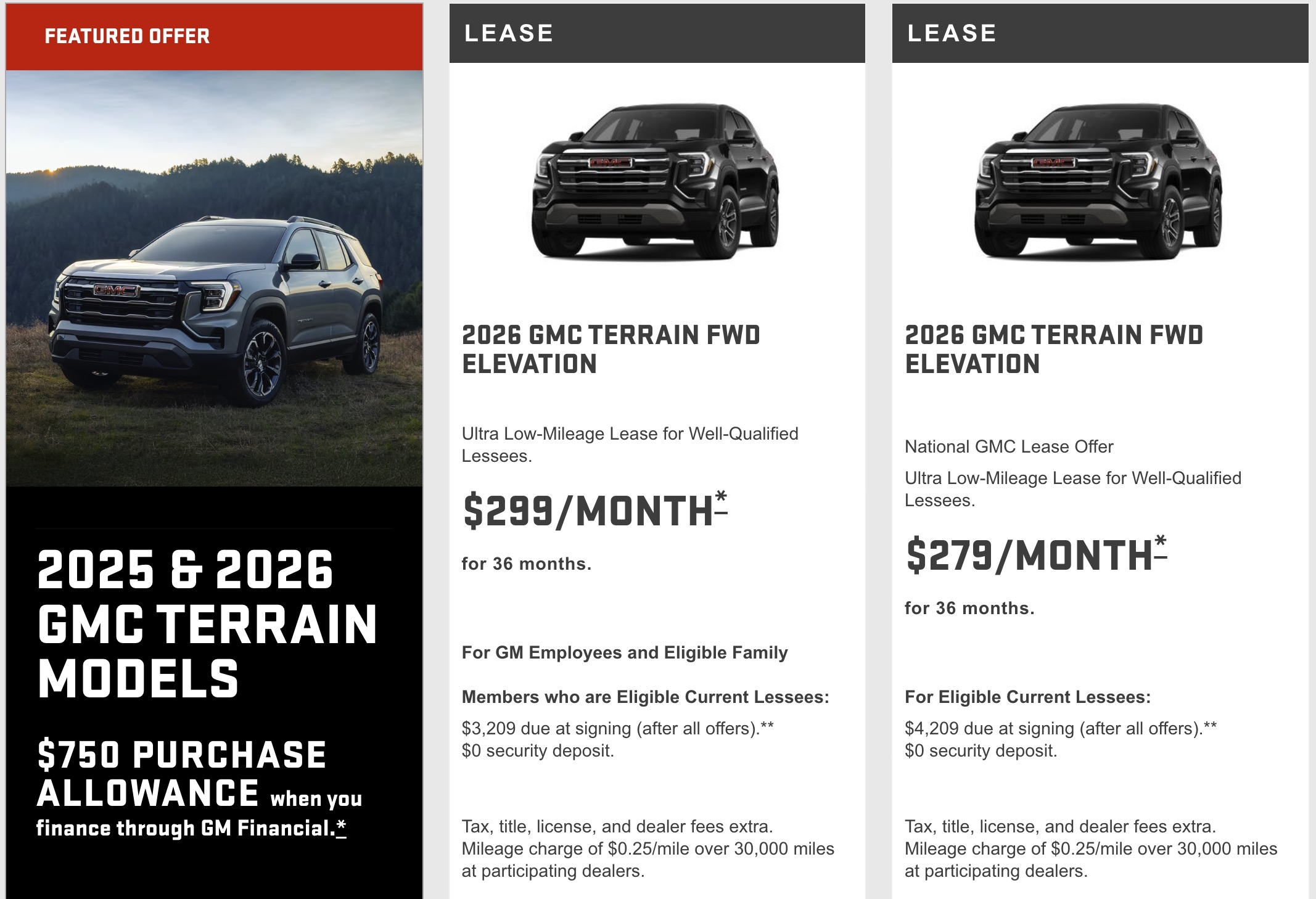 GMC Terrain Discount Lease Finance Deals In December 2025