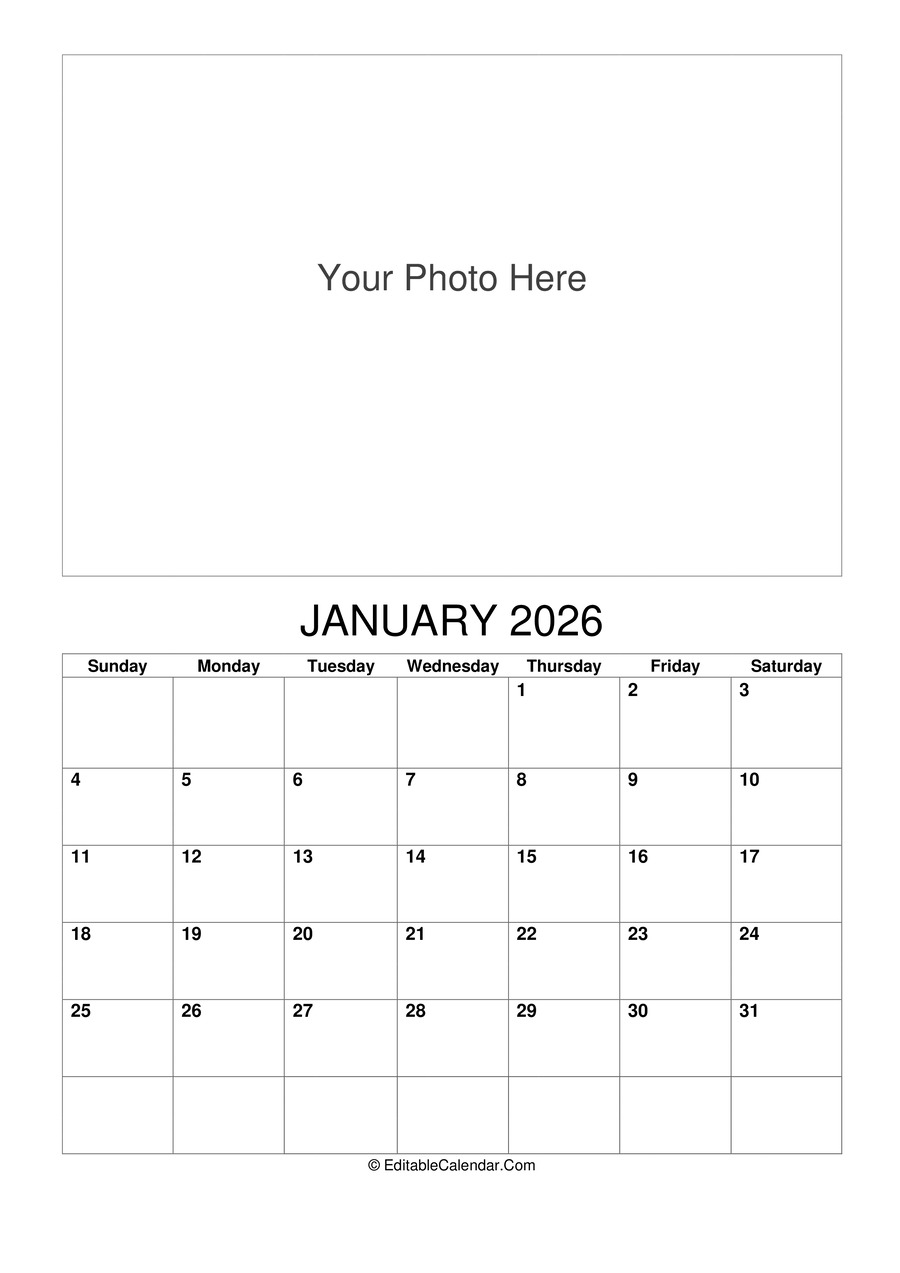 January 2026 Calendar Templates In Word PDF Excel