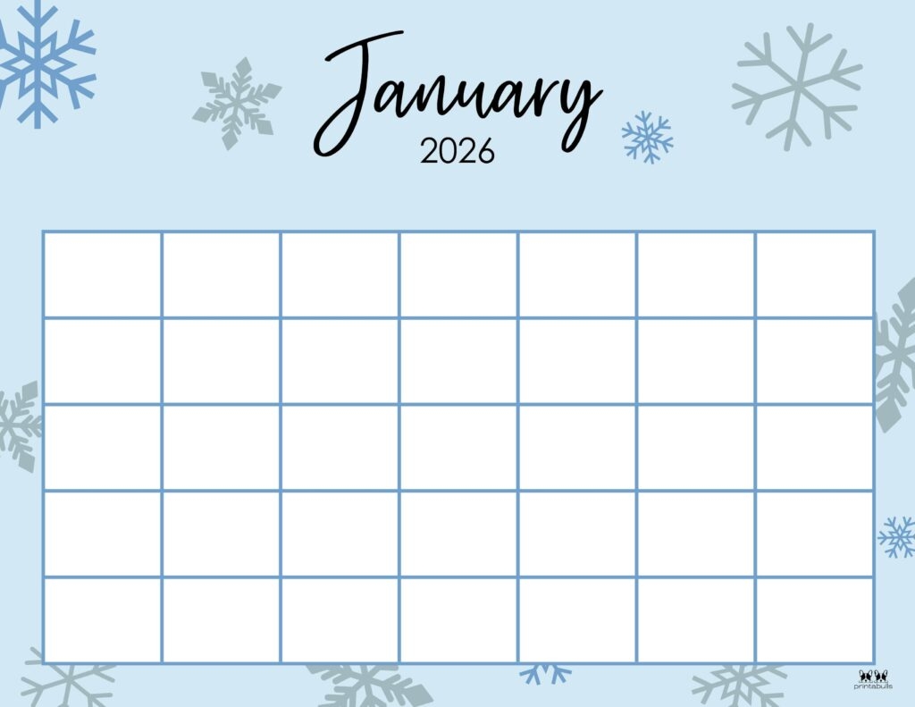 Printable Blank Calendar Jan 2026