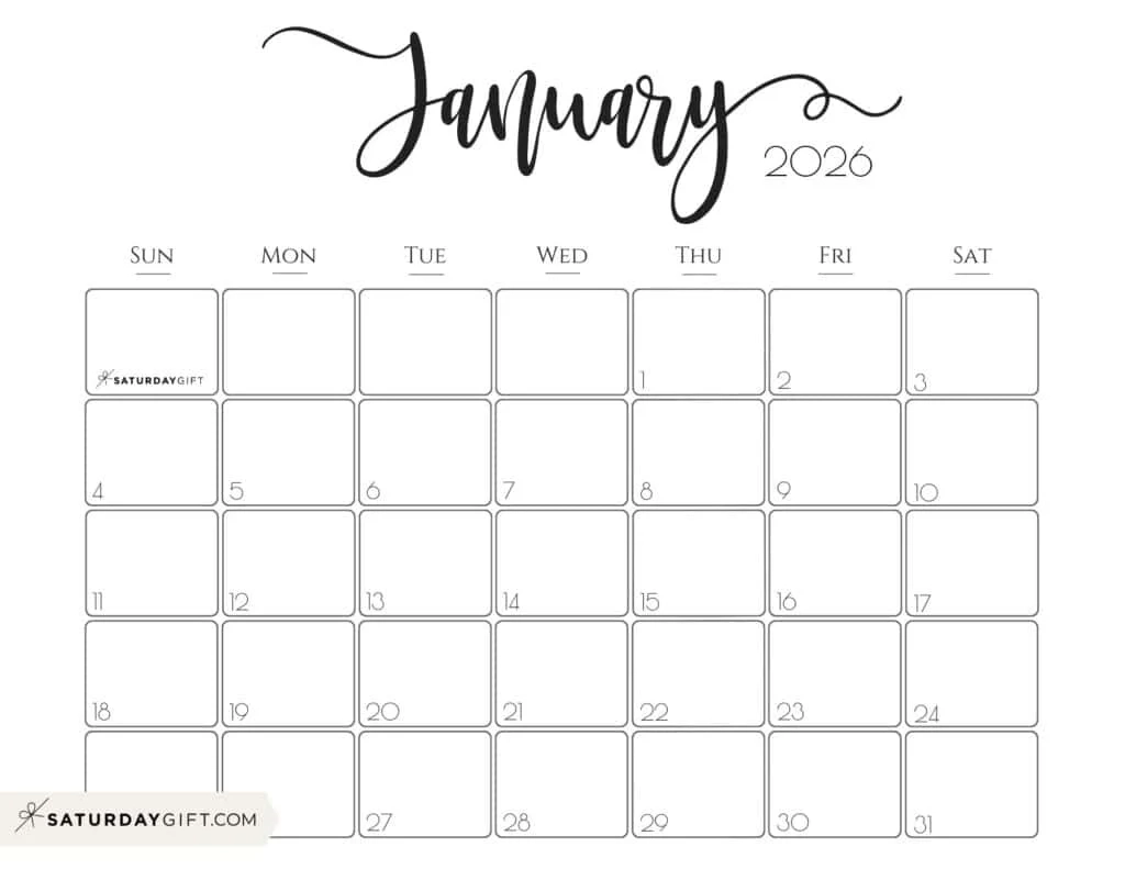 January 2026 Printable Blank Calendar