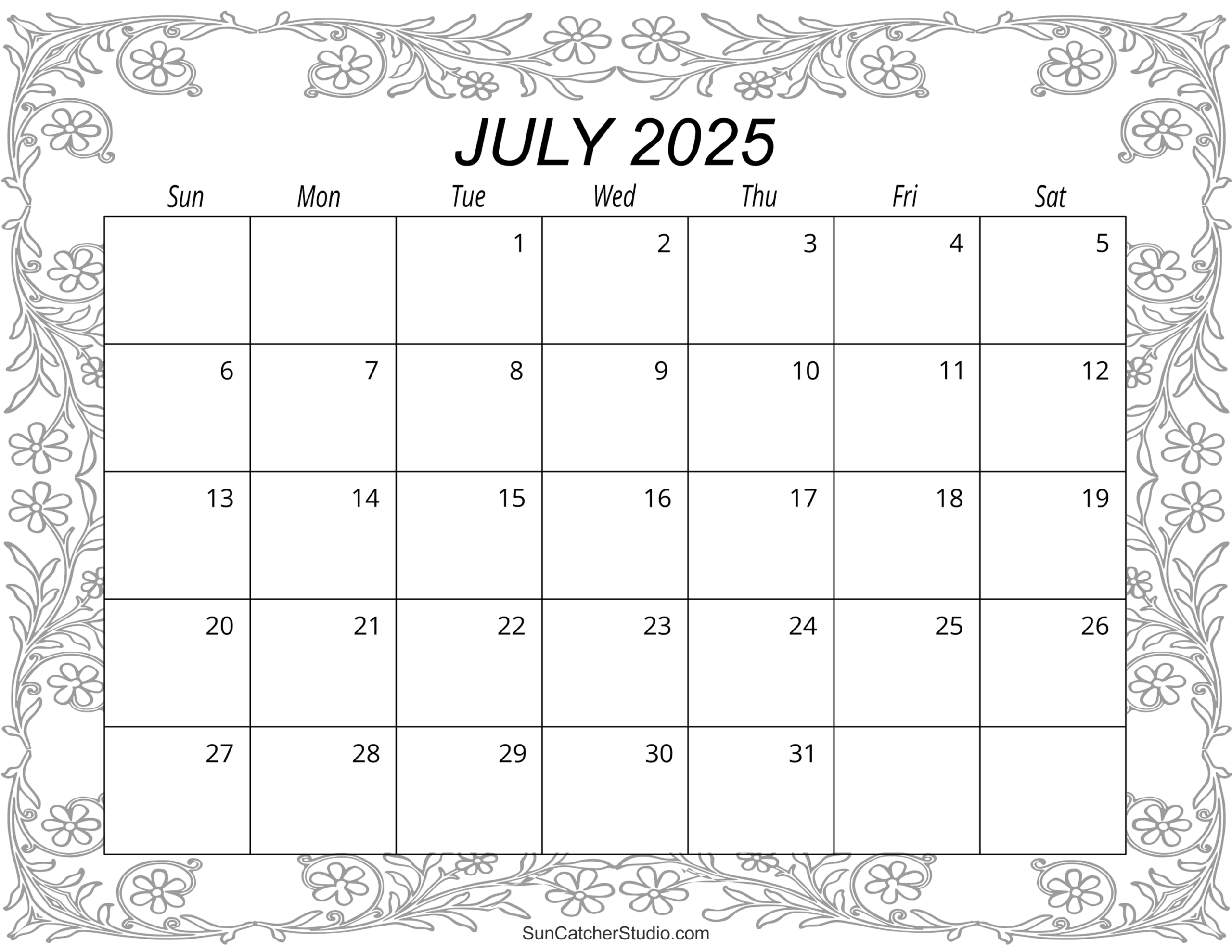 July 2025 Calendar Word