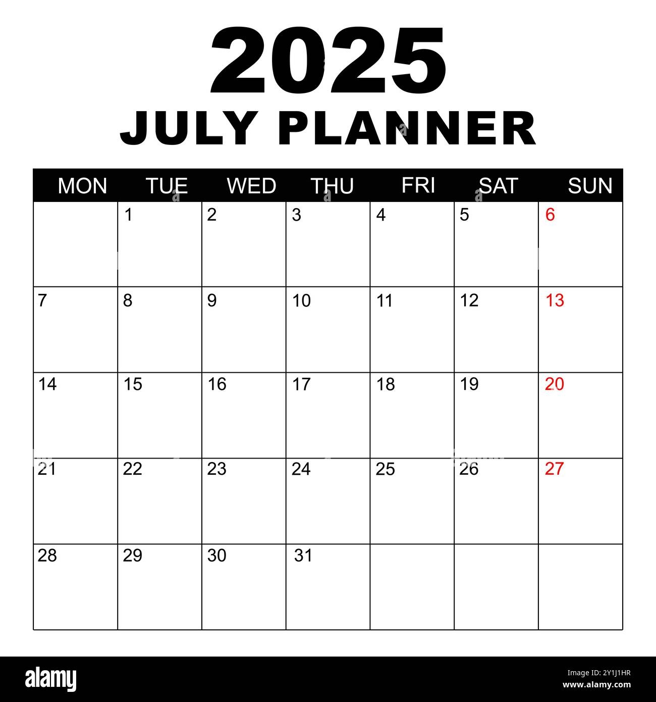July 2025 Calendar Week Starts On Monday Blank Calendar Template 