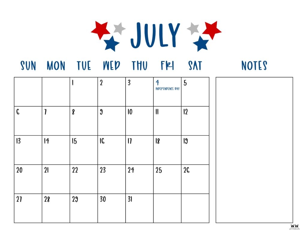 July 2025 Calendars 107 FREE Printables Printabulls