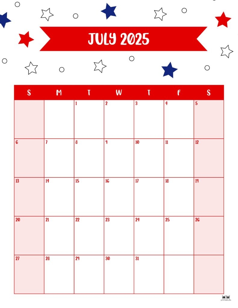 Free Printable Calendar July 2025 Free Printable Calendar July 2025