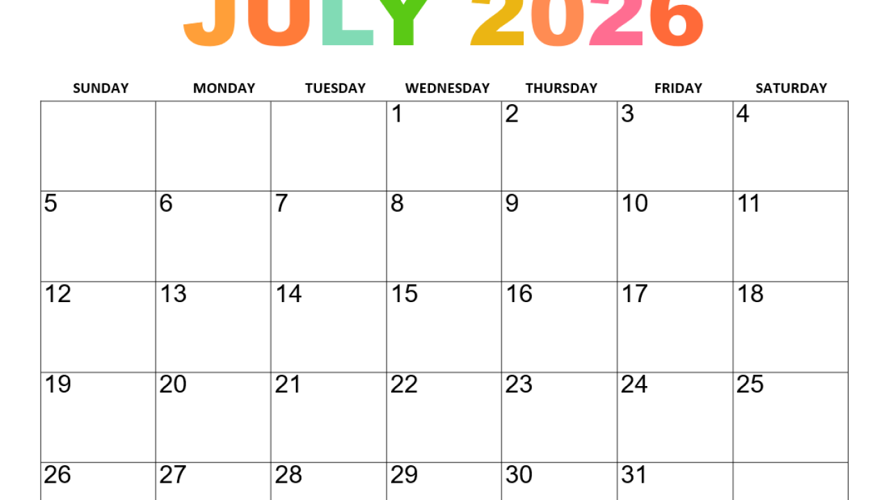 July 2026 Calendar Free Printables 30 Cute Templates 