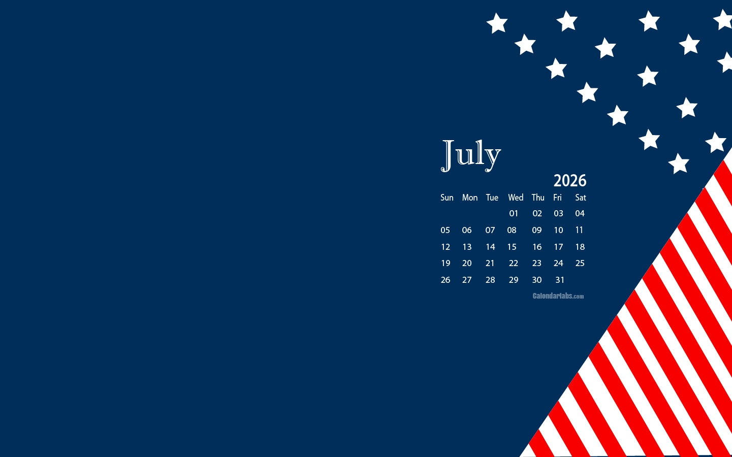 July Calendar 2026 Wallpaper