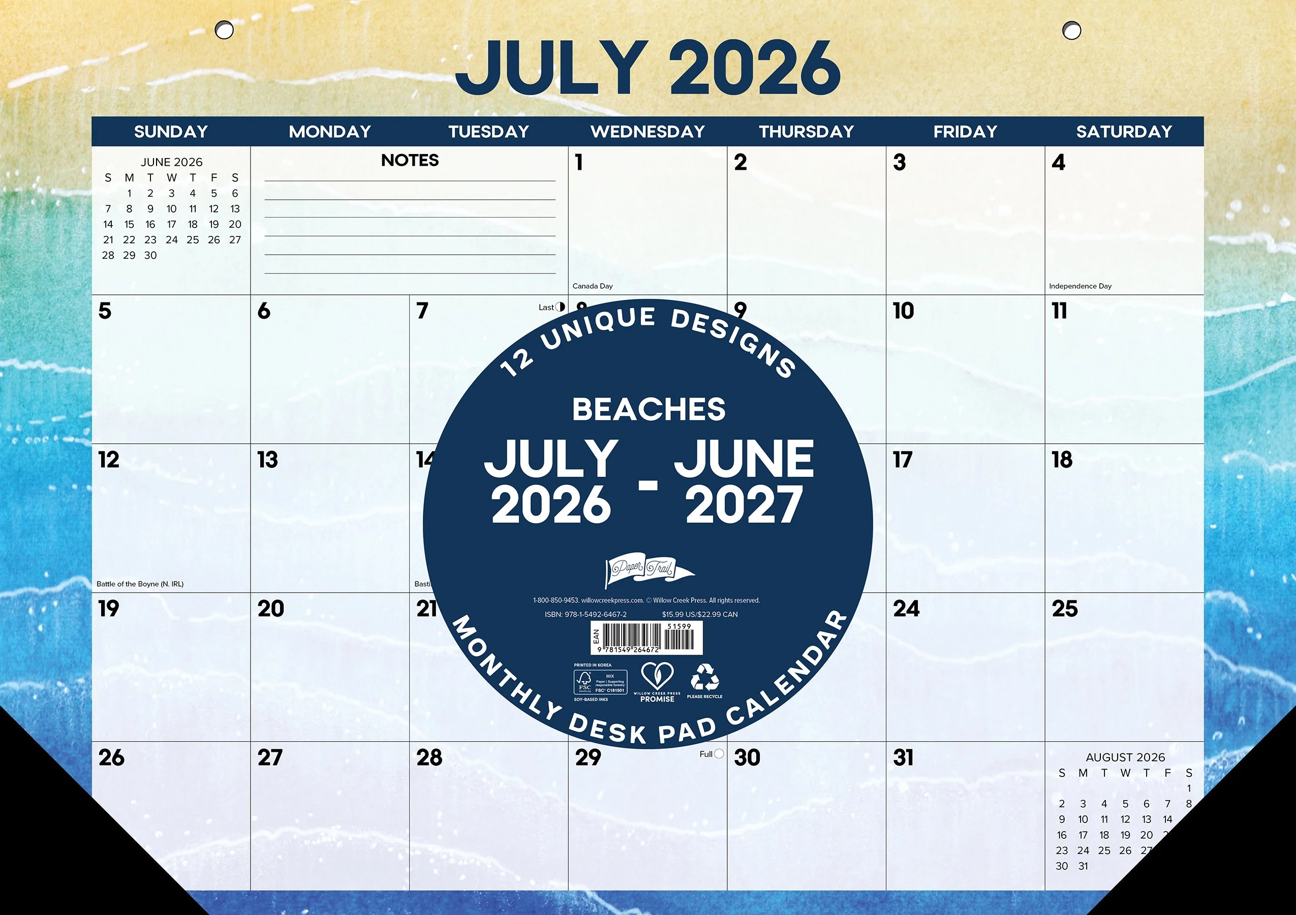 July 2026 June 2027 17 X 12 Desk Pad Calendar Willow Creek Press