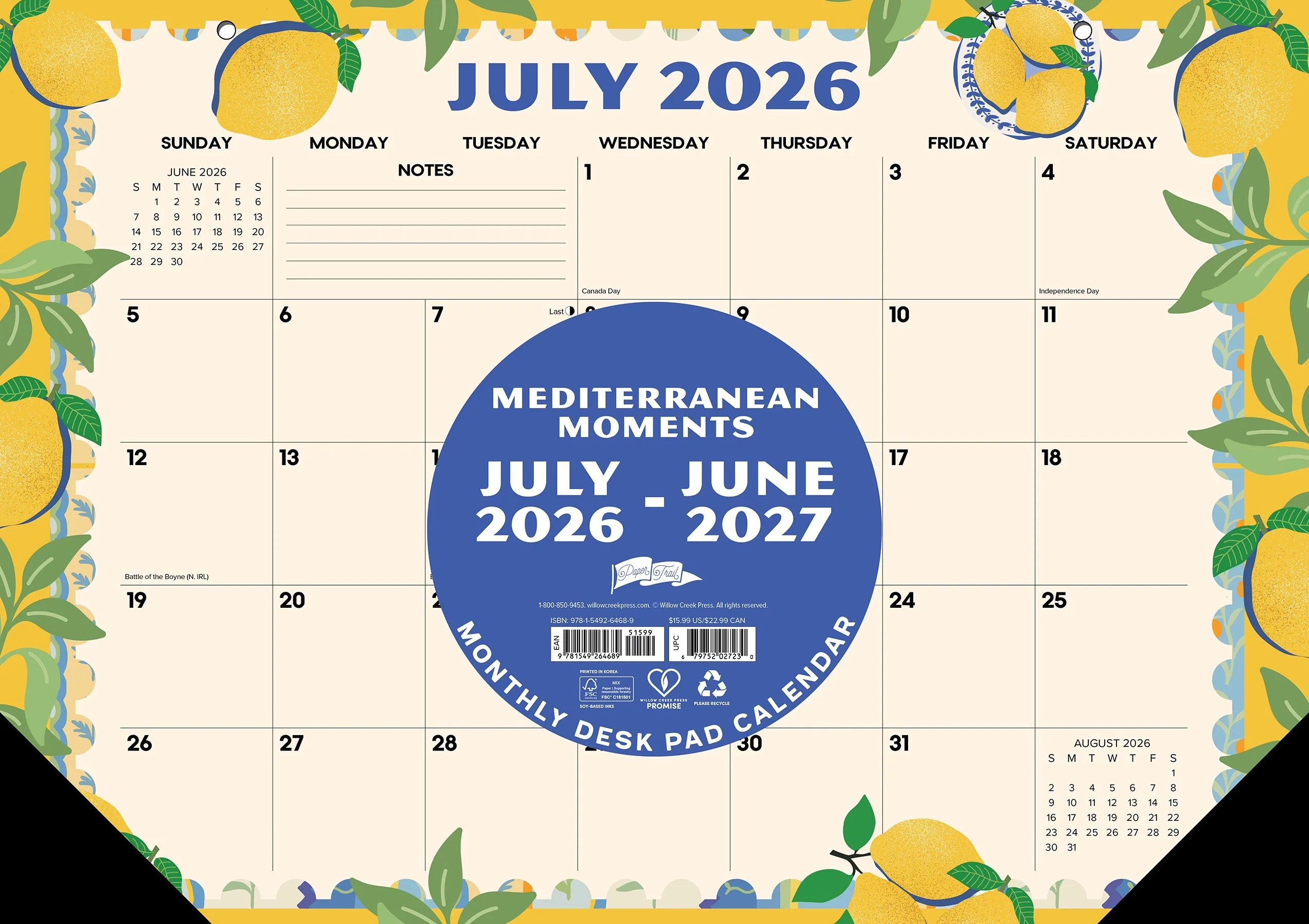 July 2026 June 2027 17 X 12 Desk Pad Calendar Willow Creek Press