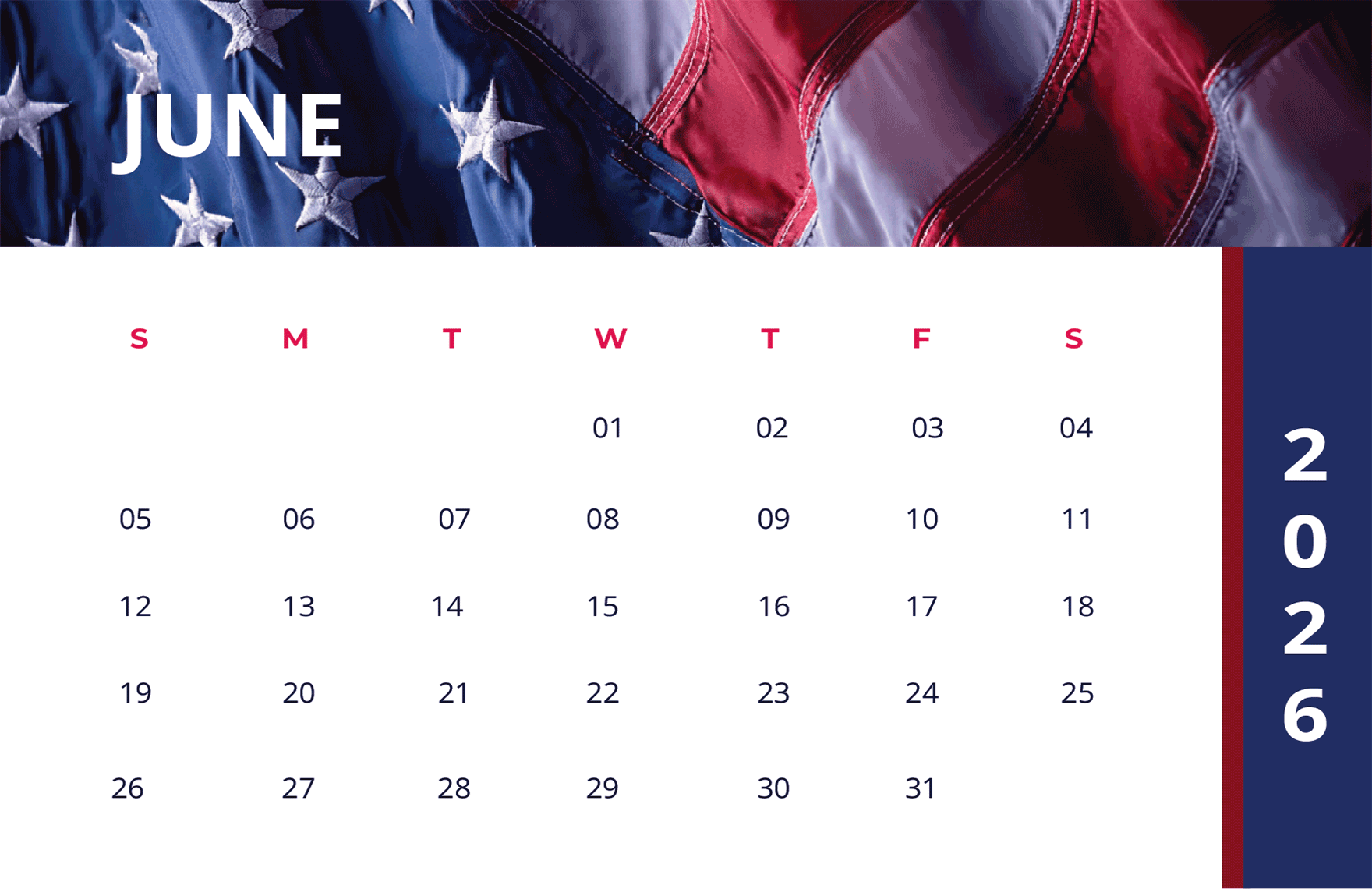 July 2026 USA Calendar Template To Download Template