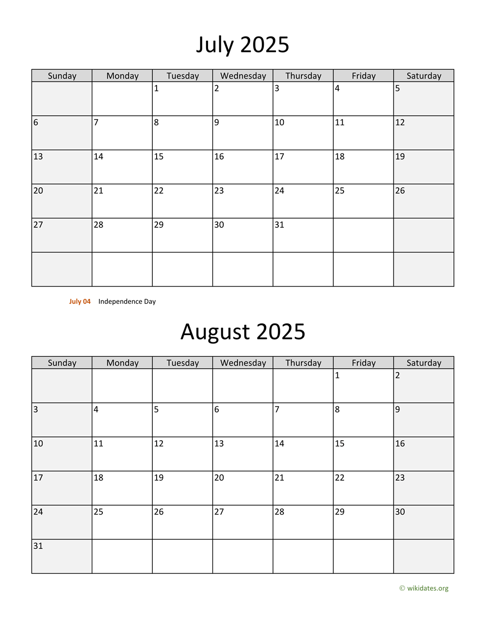 Printable Calendar 2025 June July August Printable Calendar 2025 June July August