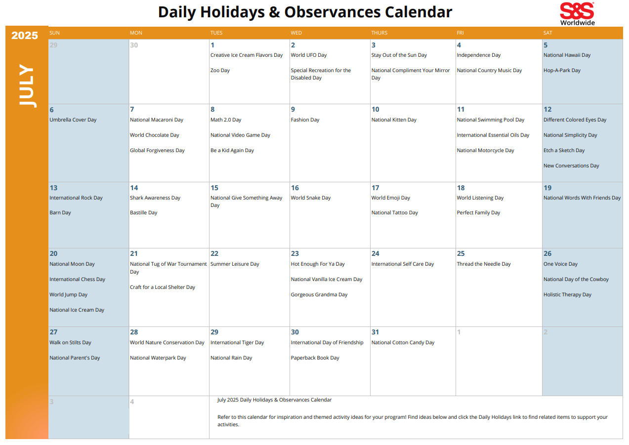 Calendar July 2025