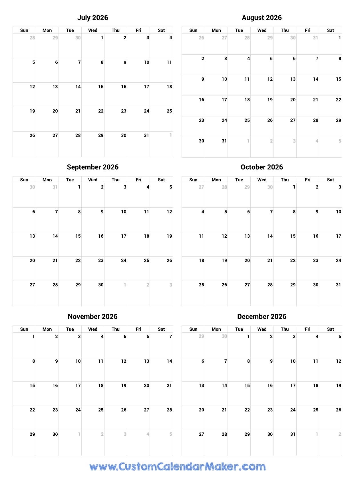 December 2026 Calendar Printable Hand Drawn December 2026 Calendar Printable Hand Drawn