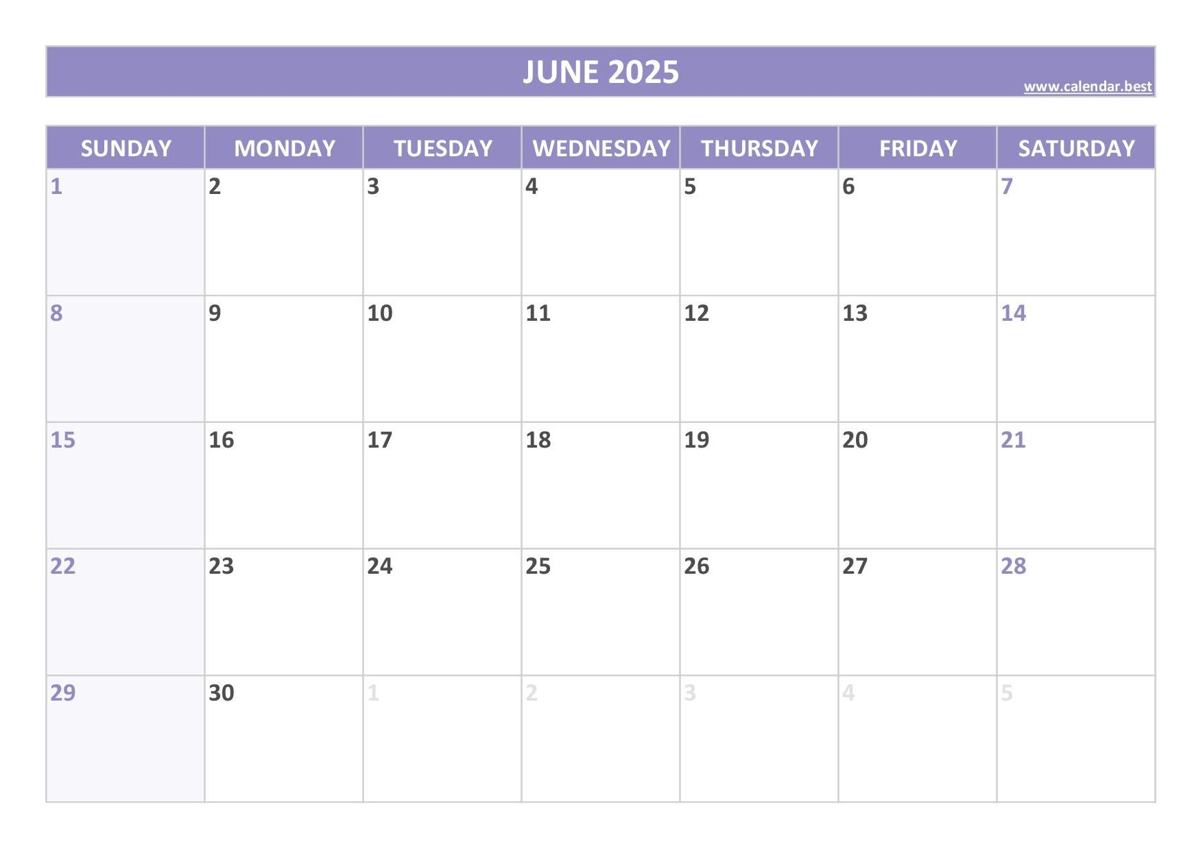 June 2025 Calendar Calendar best