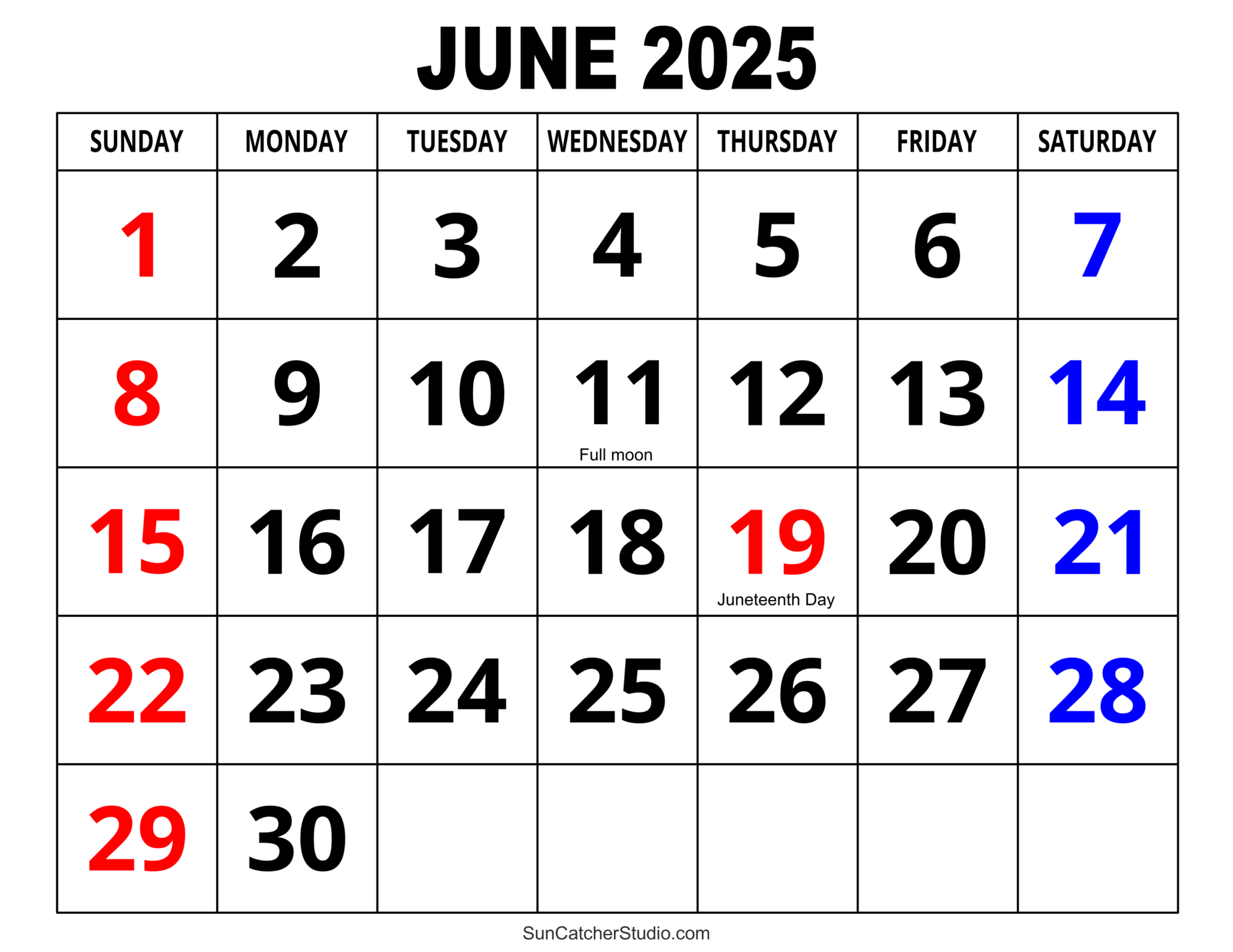 June 2025 Calendar Free Printable Free Printables Lettering 
