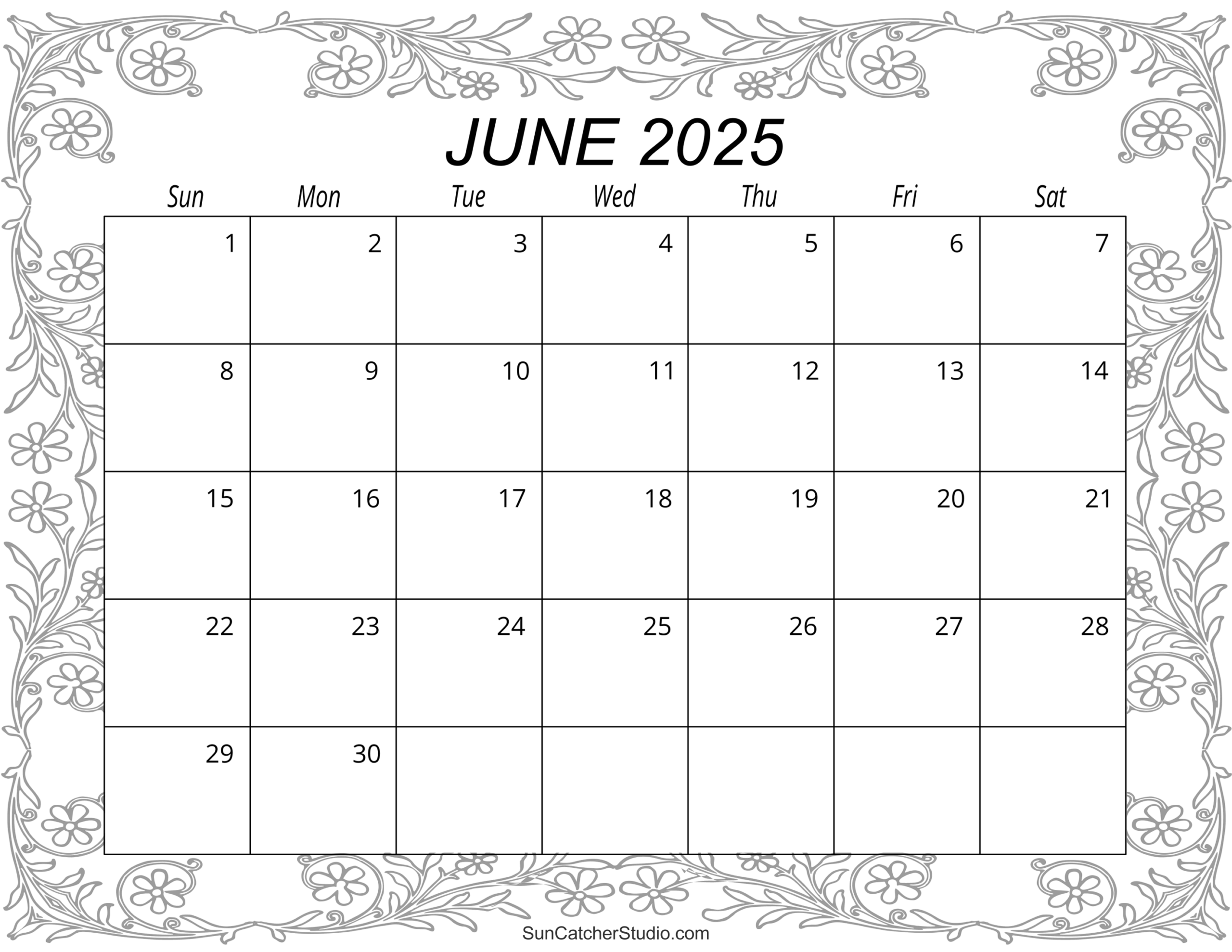 June 2025 Calendar Free Printable Free Printables Lettering 