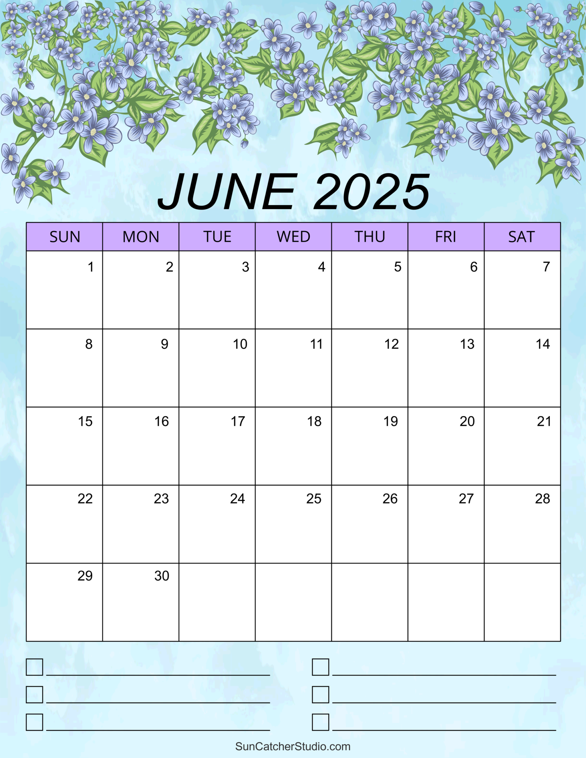 Free Printable June Calendar 2025