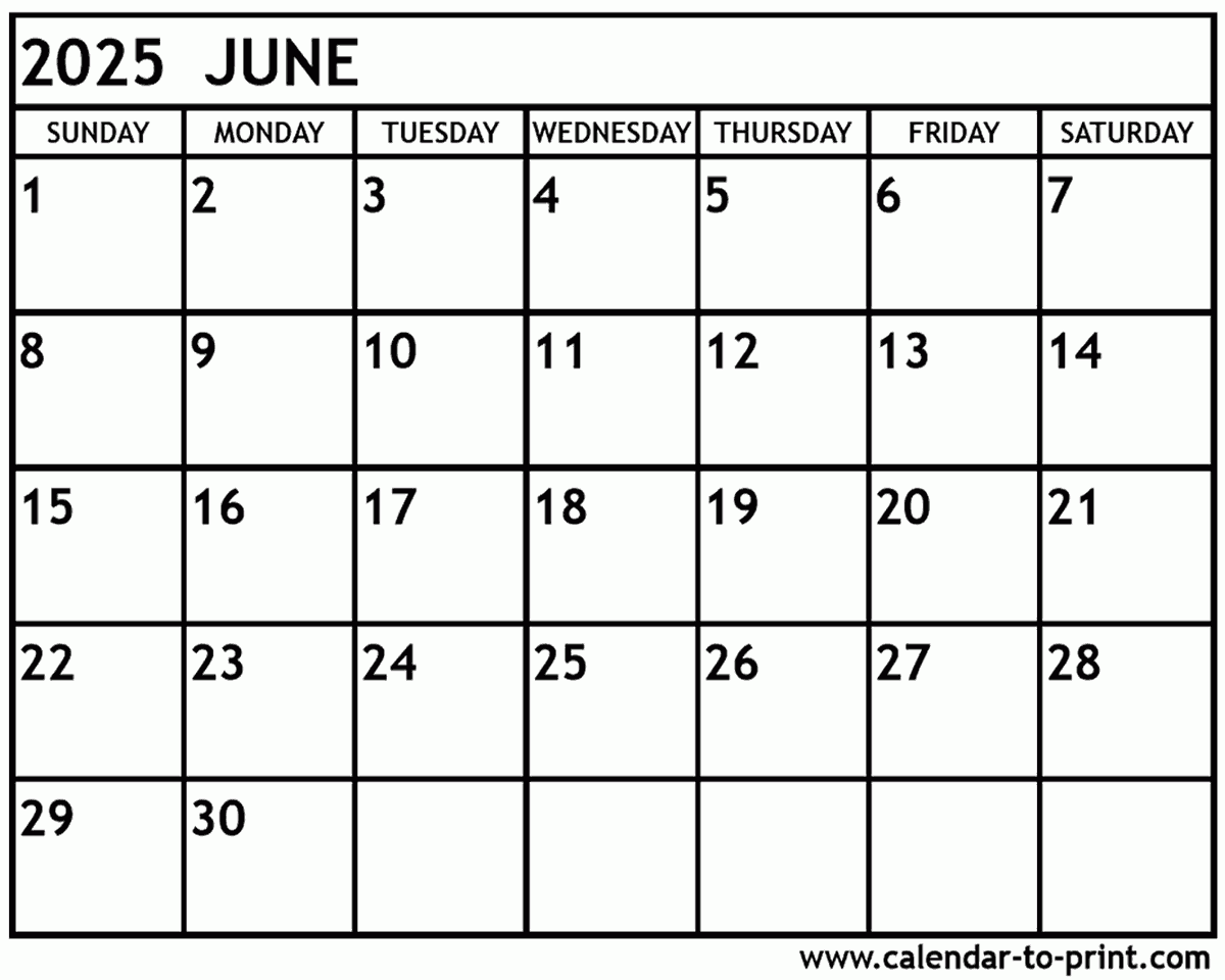 June 2025 Calendar Template June 2025 Calendar Template