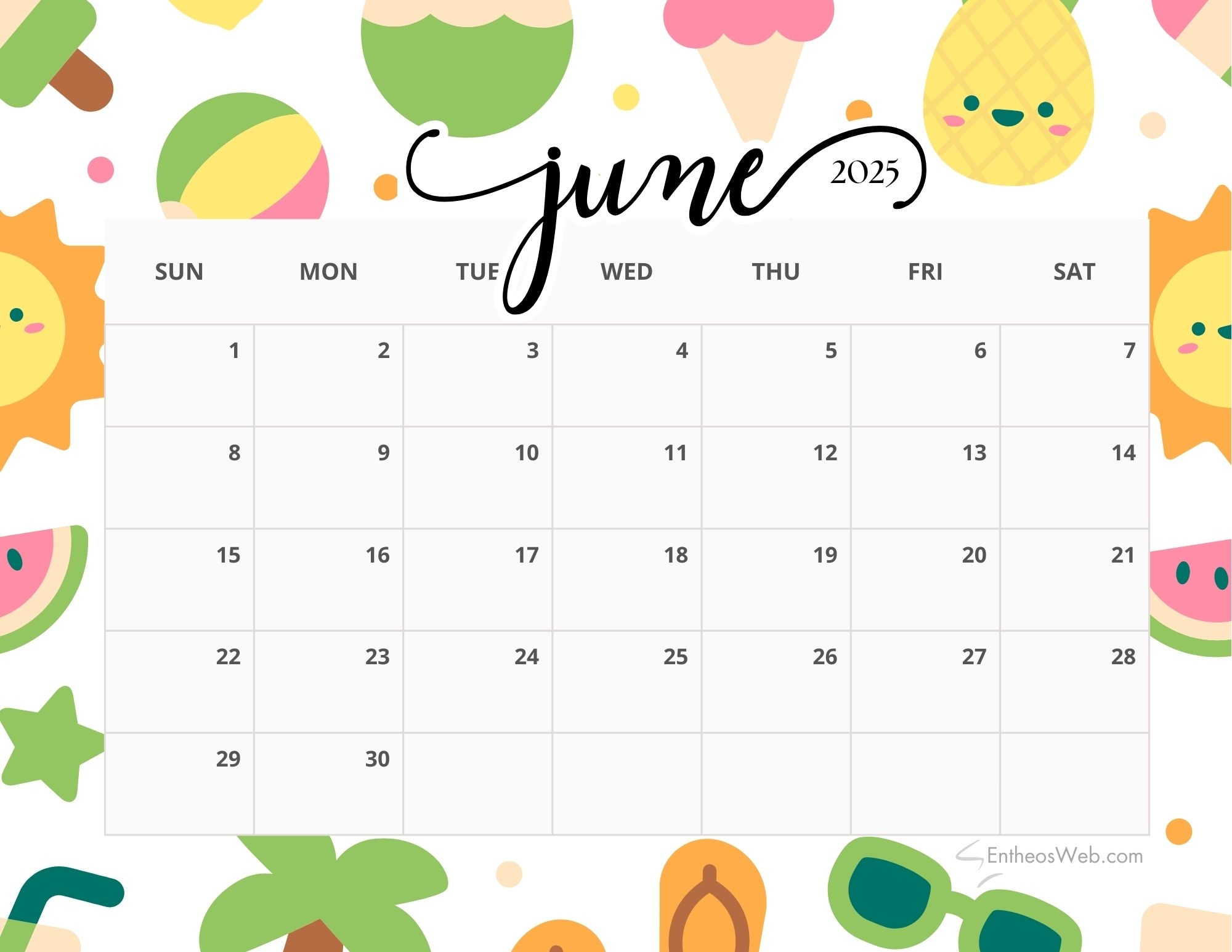 June-August 2025 Calendar
