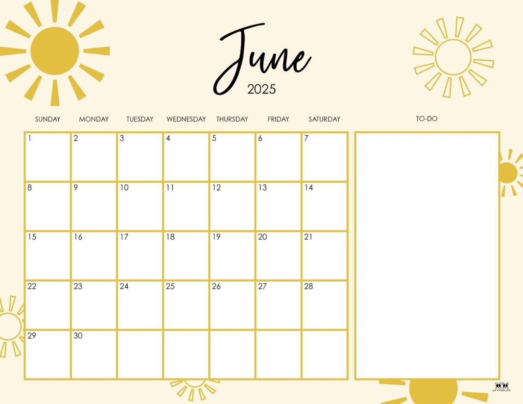 June 2025 Calendars 107 FREE Printables Printabulls