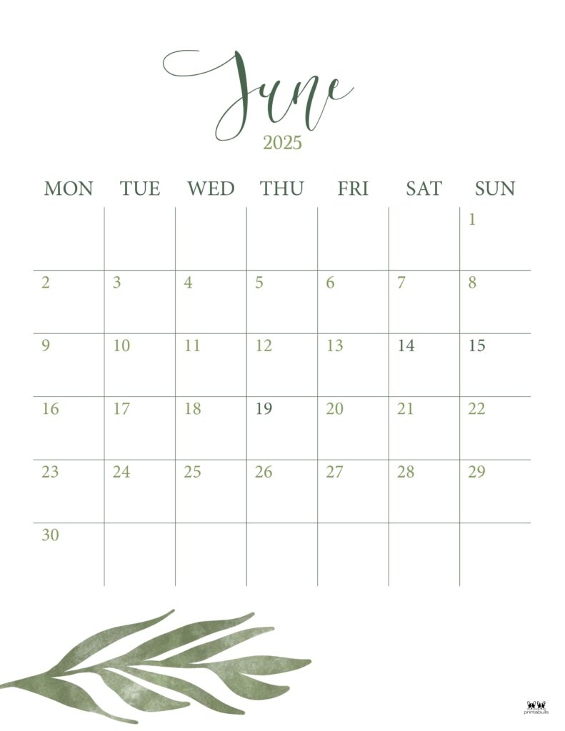June 2025 Calendar Cute