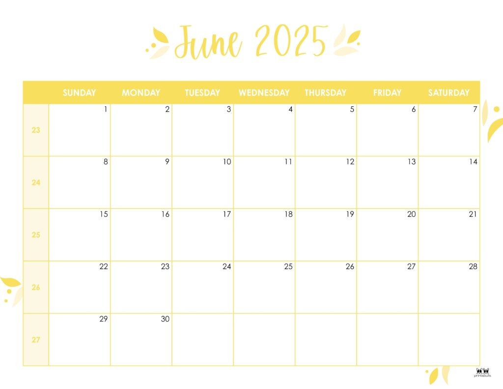 June 2025 Blank Calendar