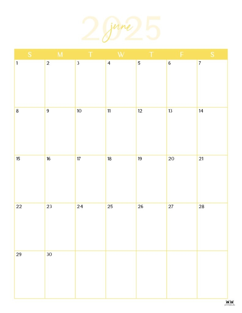 June 2025 Calendars 107 FREE Printables Printabulls