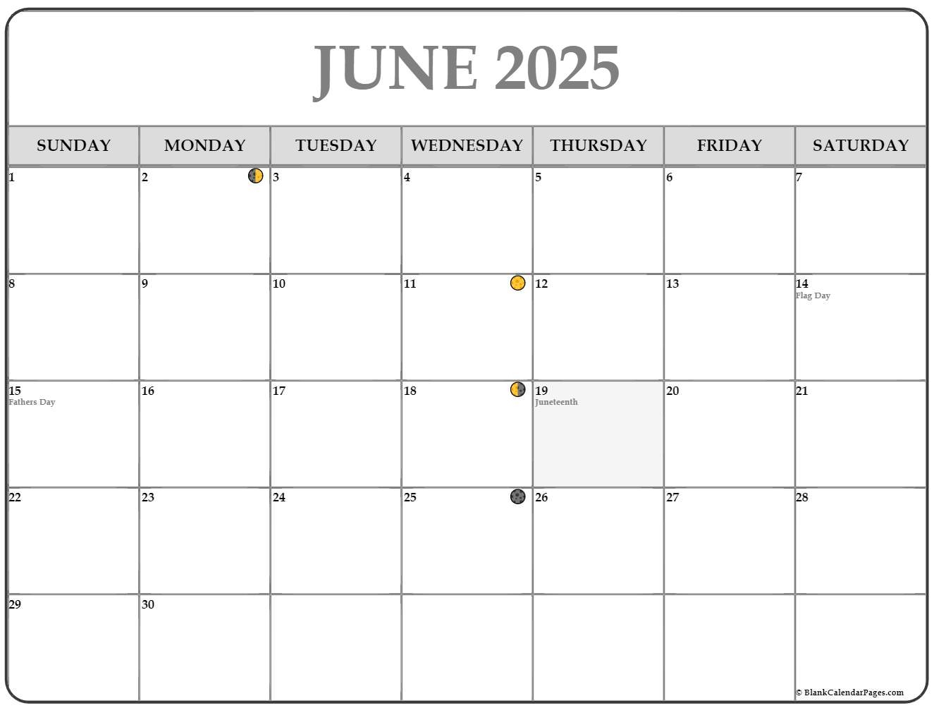 Moon Calendar June 2025