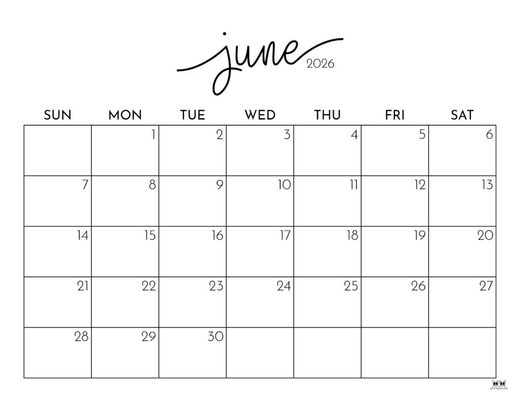 June 2026 Calendar Word