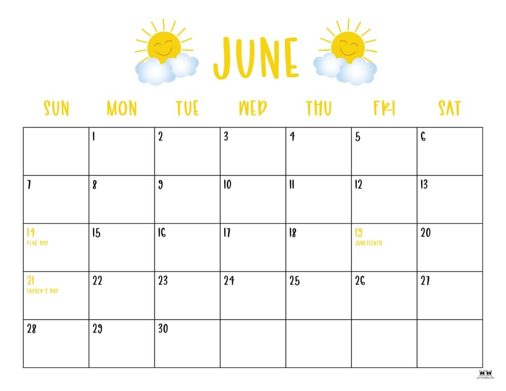 June 2026 Calendars 123 FREE Printables Printabulls
