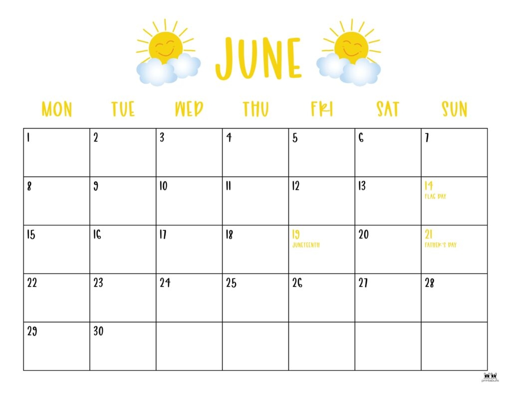 June 2026 Calendars 123 FREE Printables Printabulls