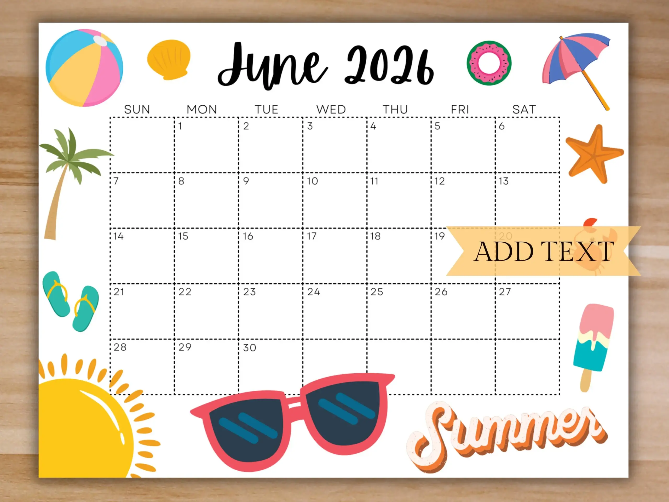 June 2026 Editable Wall Calendar Printable School Calendar 