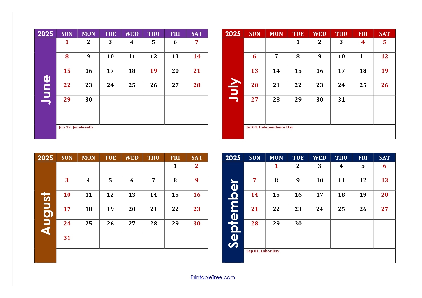 June To September 2025 Calendar Printable PDF Four Months Calendar June To September 2025 Calendar Printable PDF Four Months Calendar