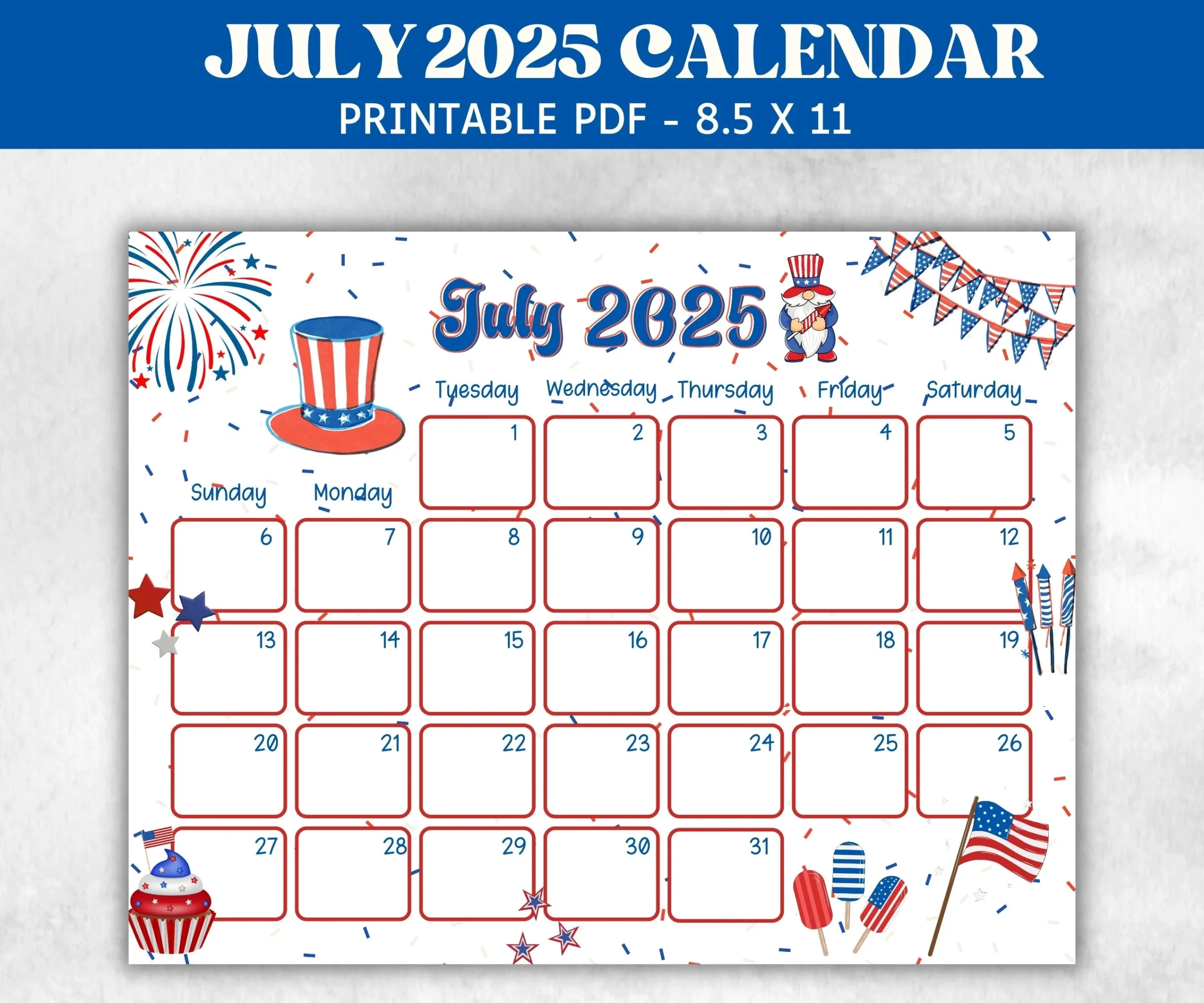 Kids July 2025 Calendar Printable 2025 Calendar Homeschool 