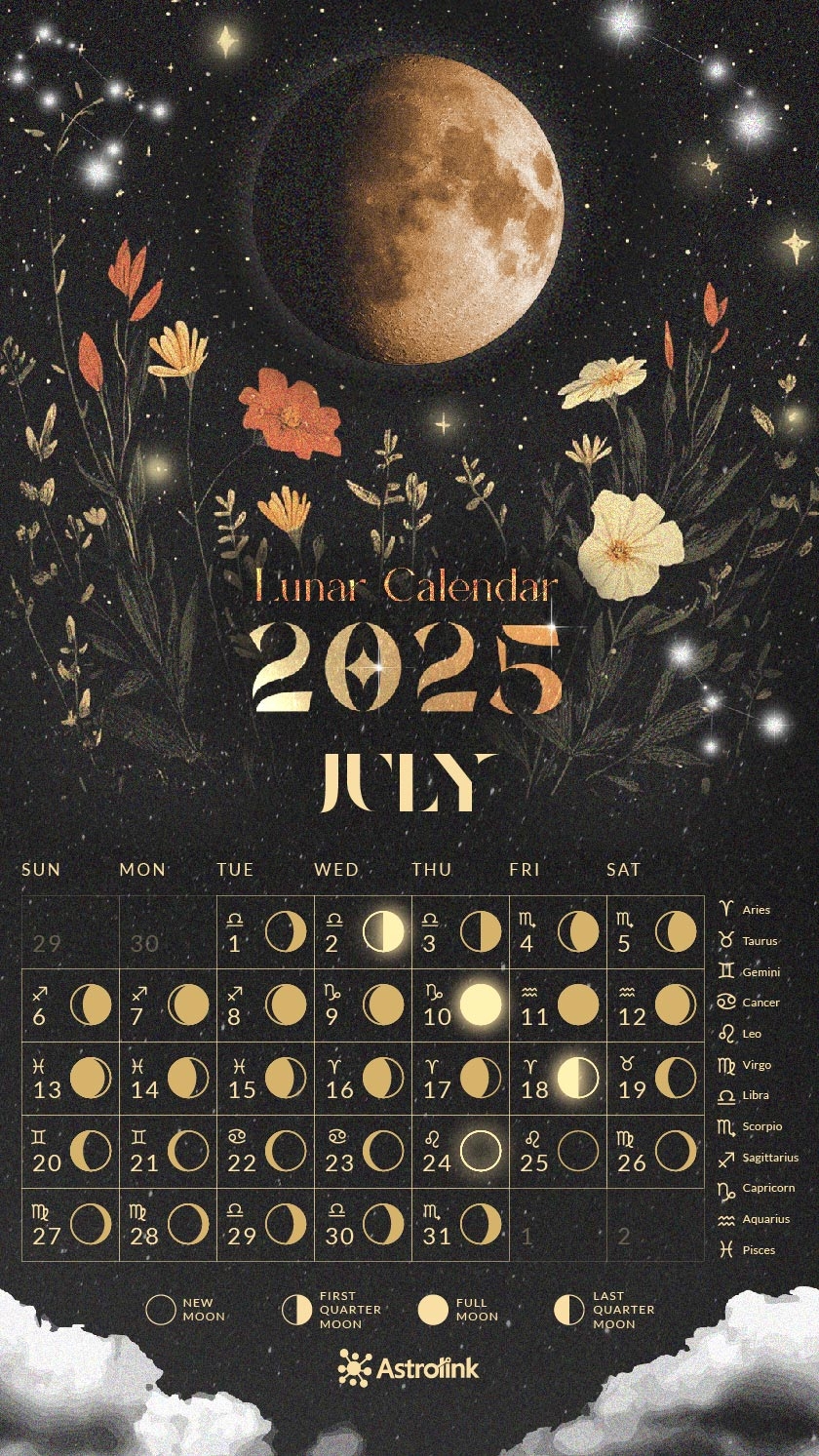 Lunar Calendar 2025 Dates And Moon Phases In Each Sign