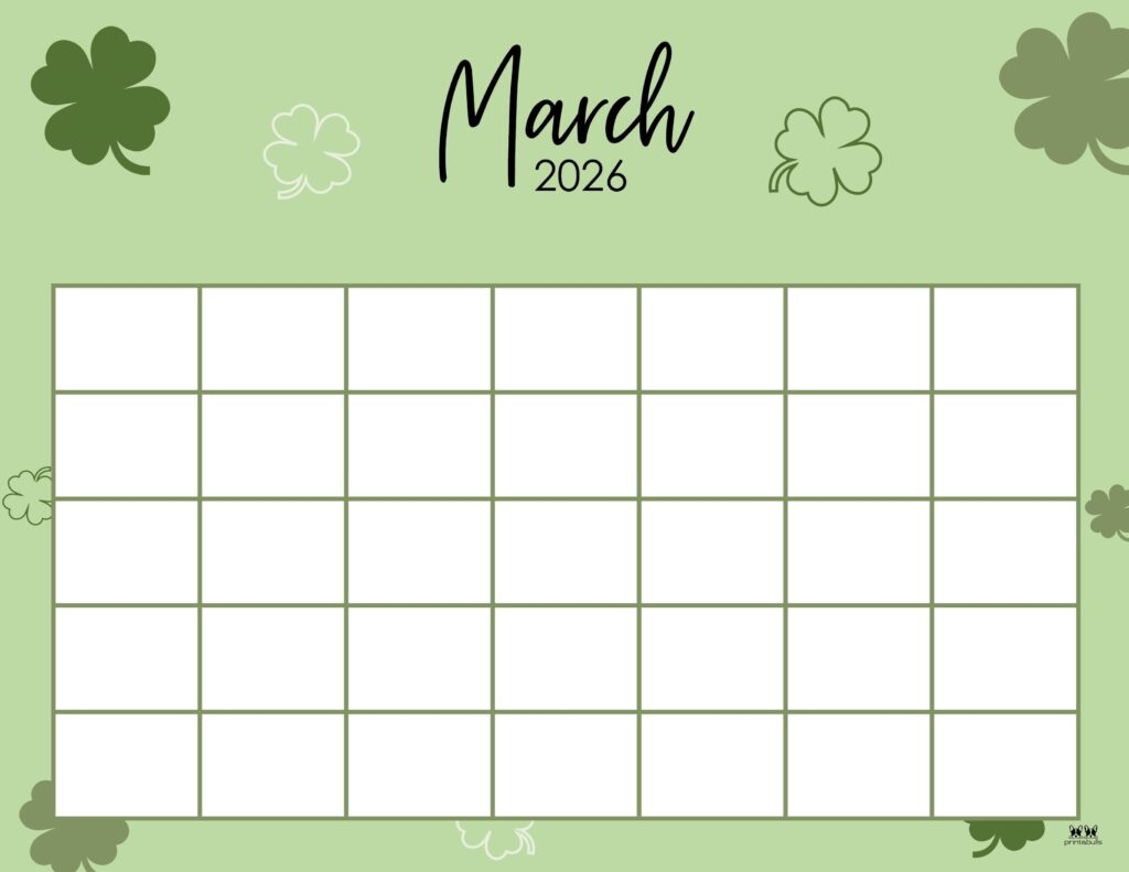 Free Printable Blank March 2026 Calendar