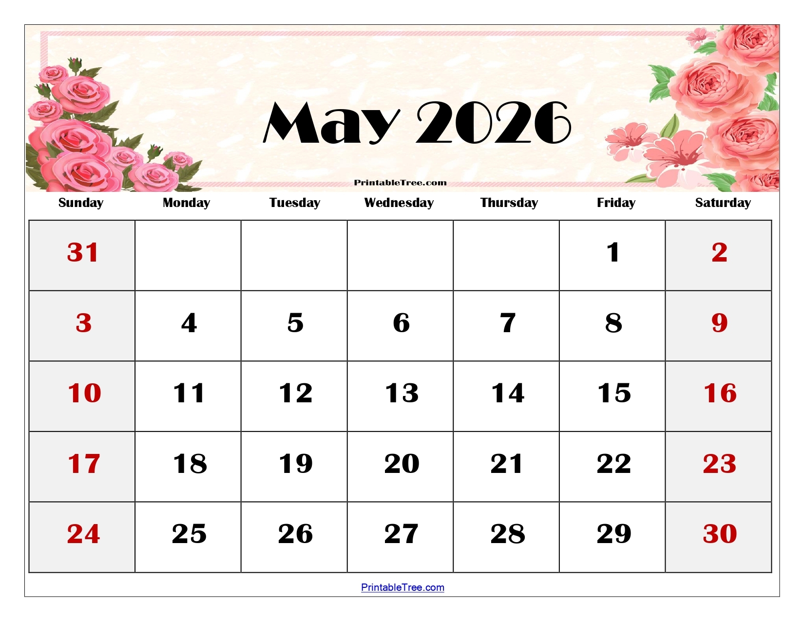 May 2026 Blank Calendar Printable Free May 2026 Blank Calendar Printable Free