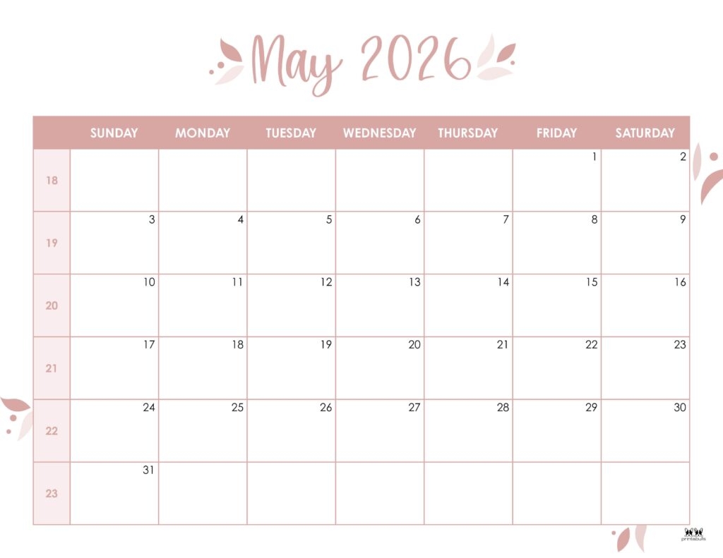 May Blank Calendar 2026