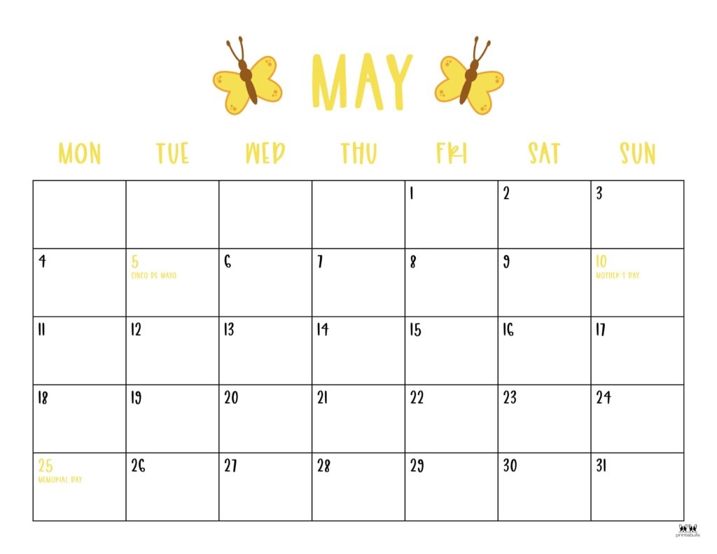 May 2026 Calendars 123 FREE Printables Printabulls