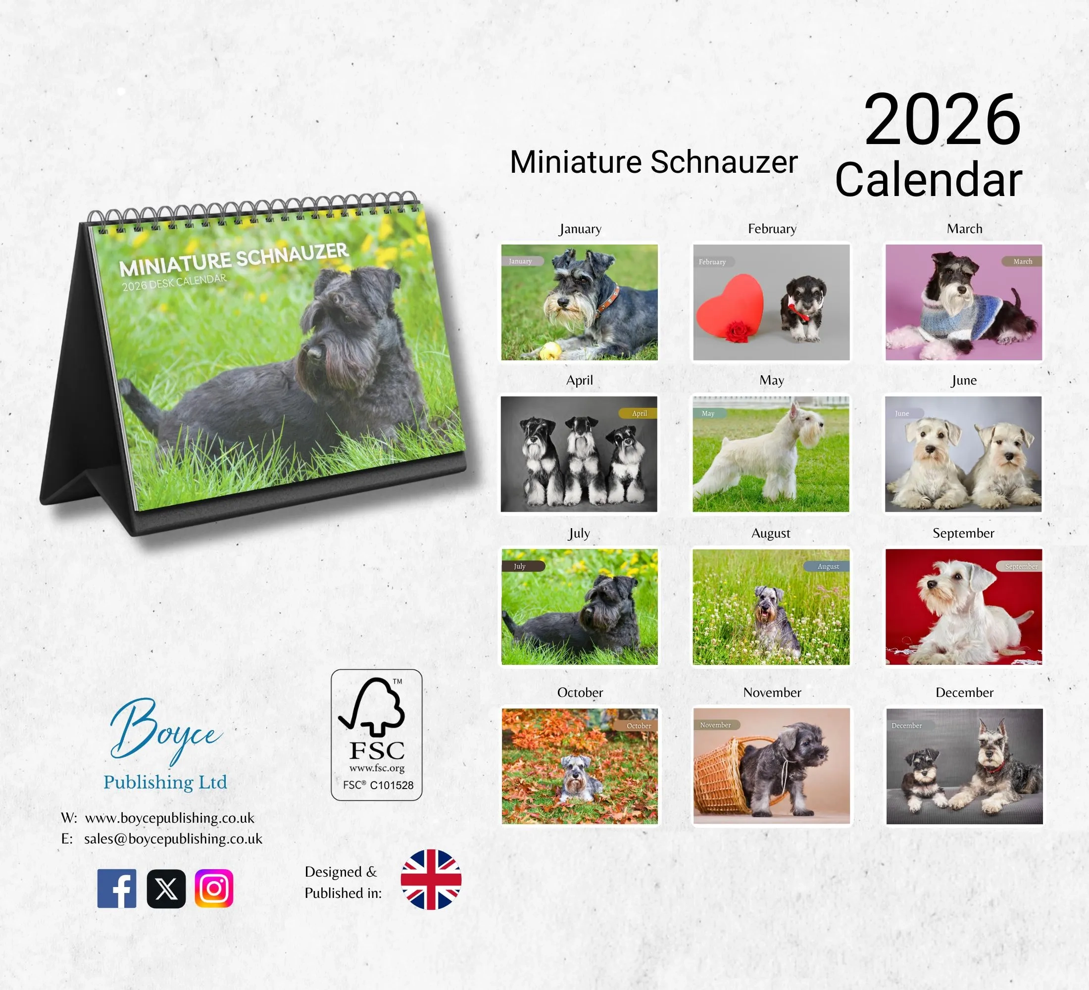 Printable December Christmas Schnauzer Calendar 2026