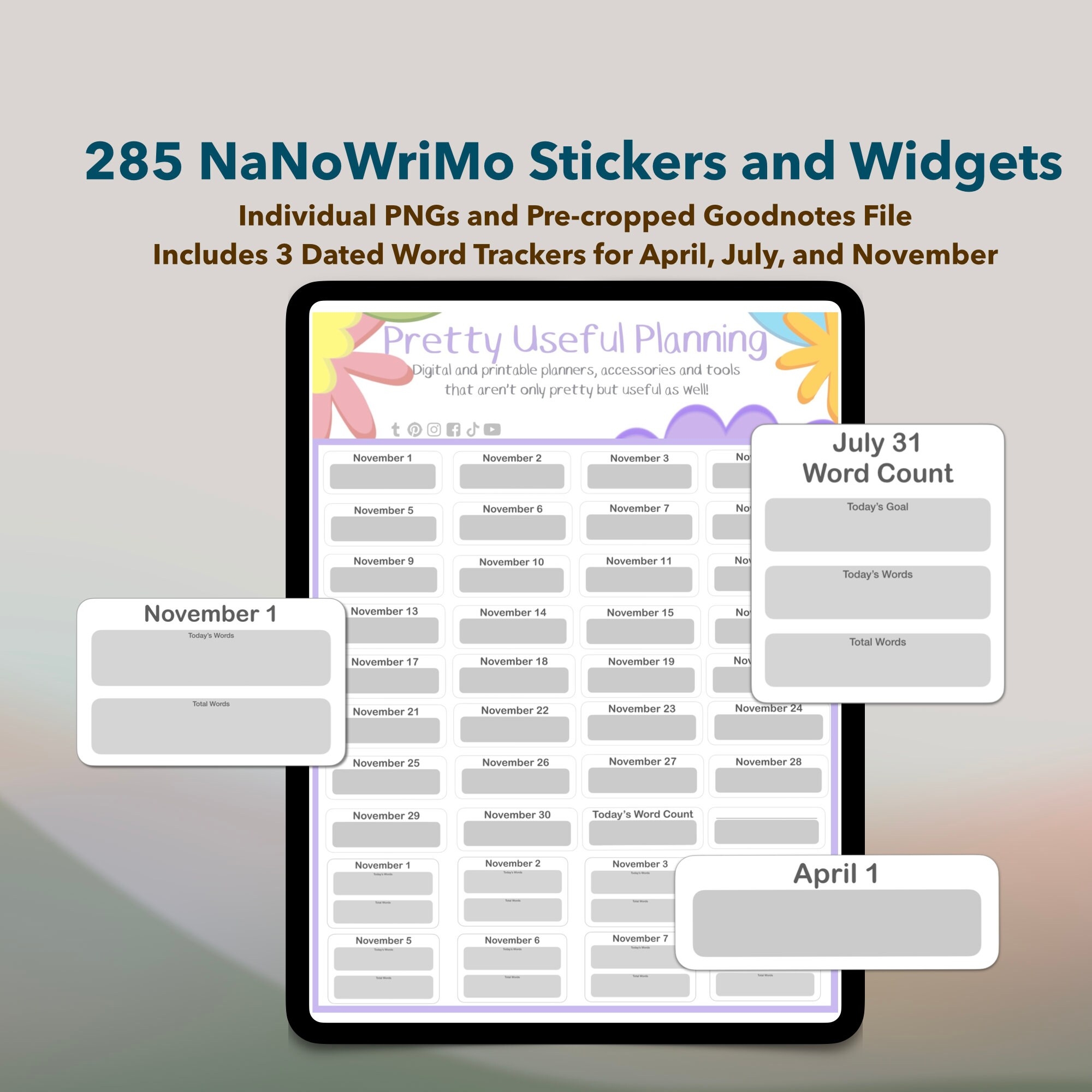 Nanowrimo Calendar Etsy