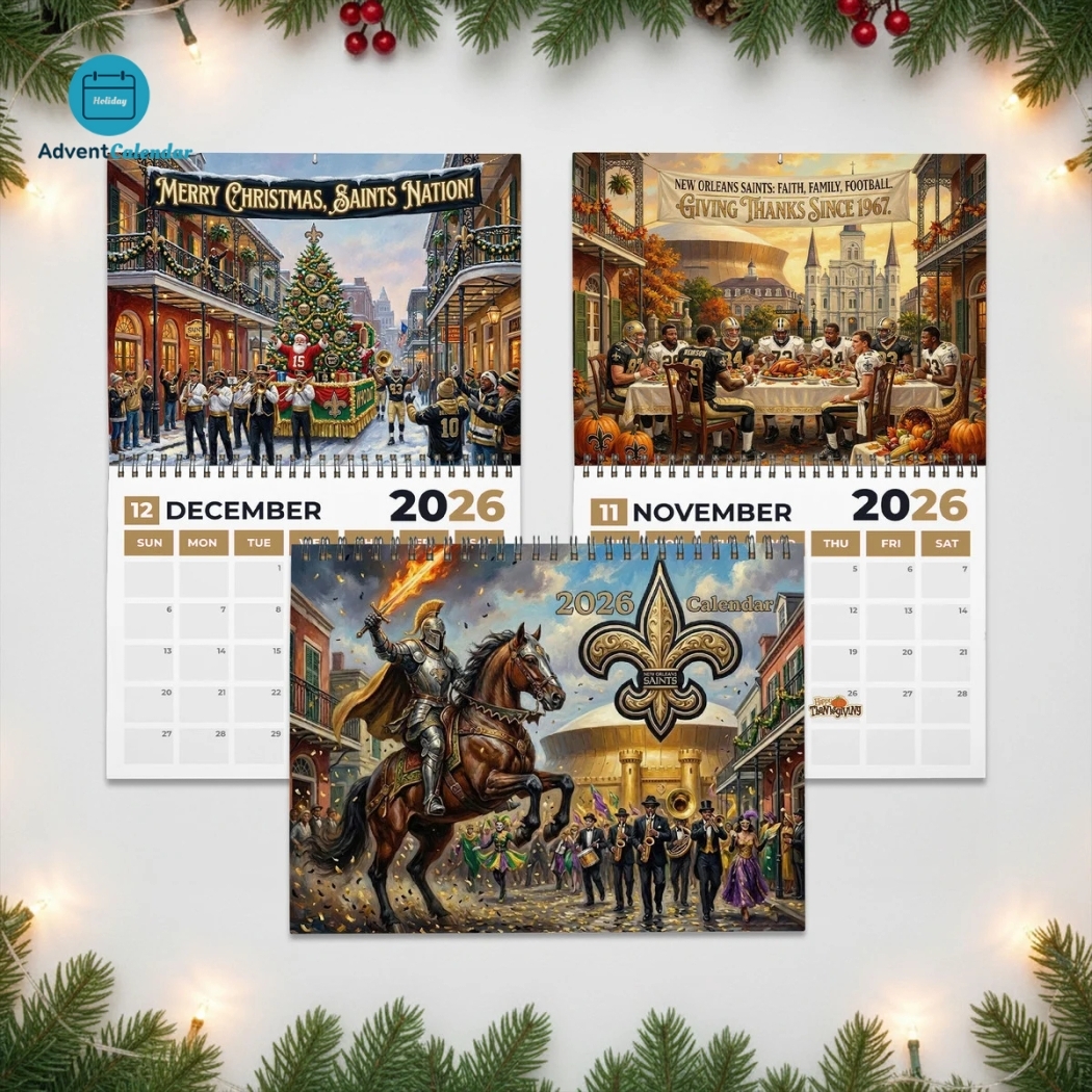 New Orleans Saints New Wall Calendar 2026 HolidayAdventCalendar