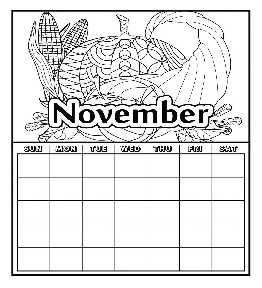 Nov Calendar Coloring Pages For Adults 2 Printable Coloring 