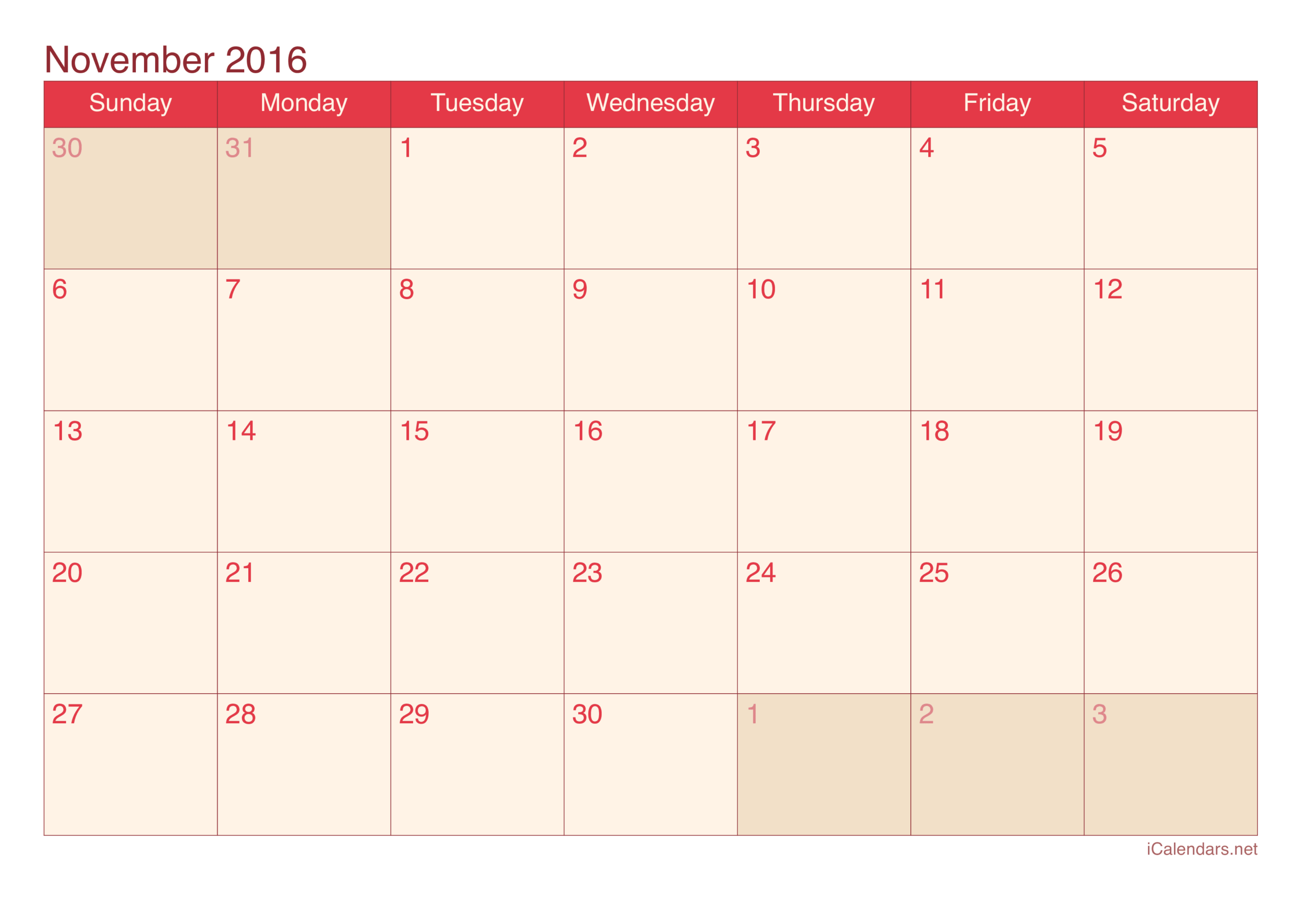 Printable November Calendar Pdf