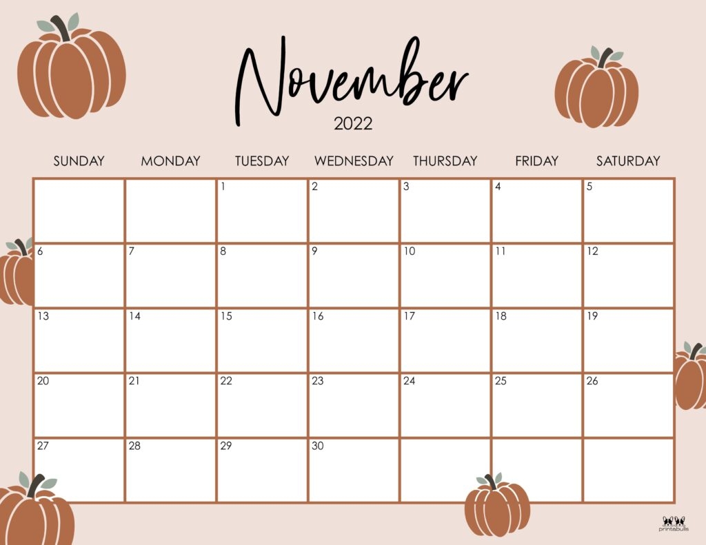 November 2022 Calendars 50 FREE Printables Printabulls