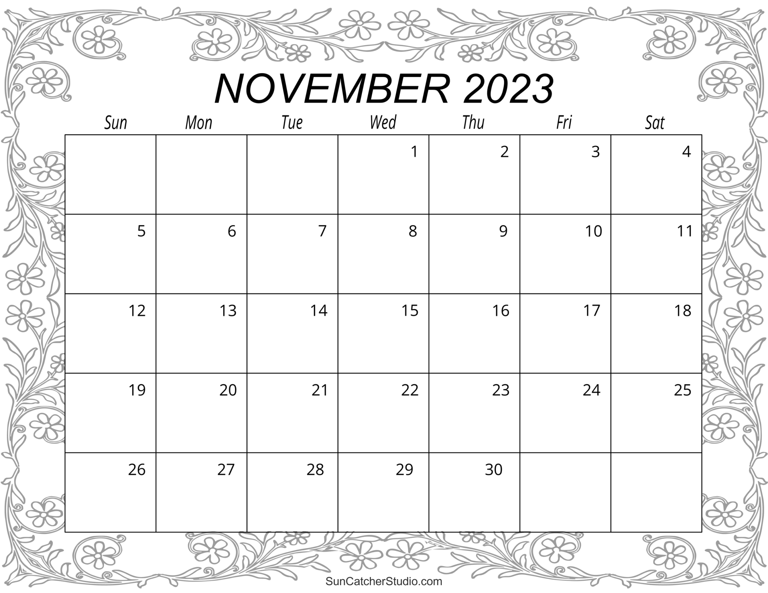November 2023 Calendar Free Printable Free Printables 