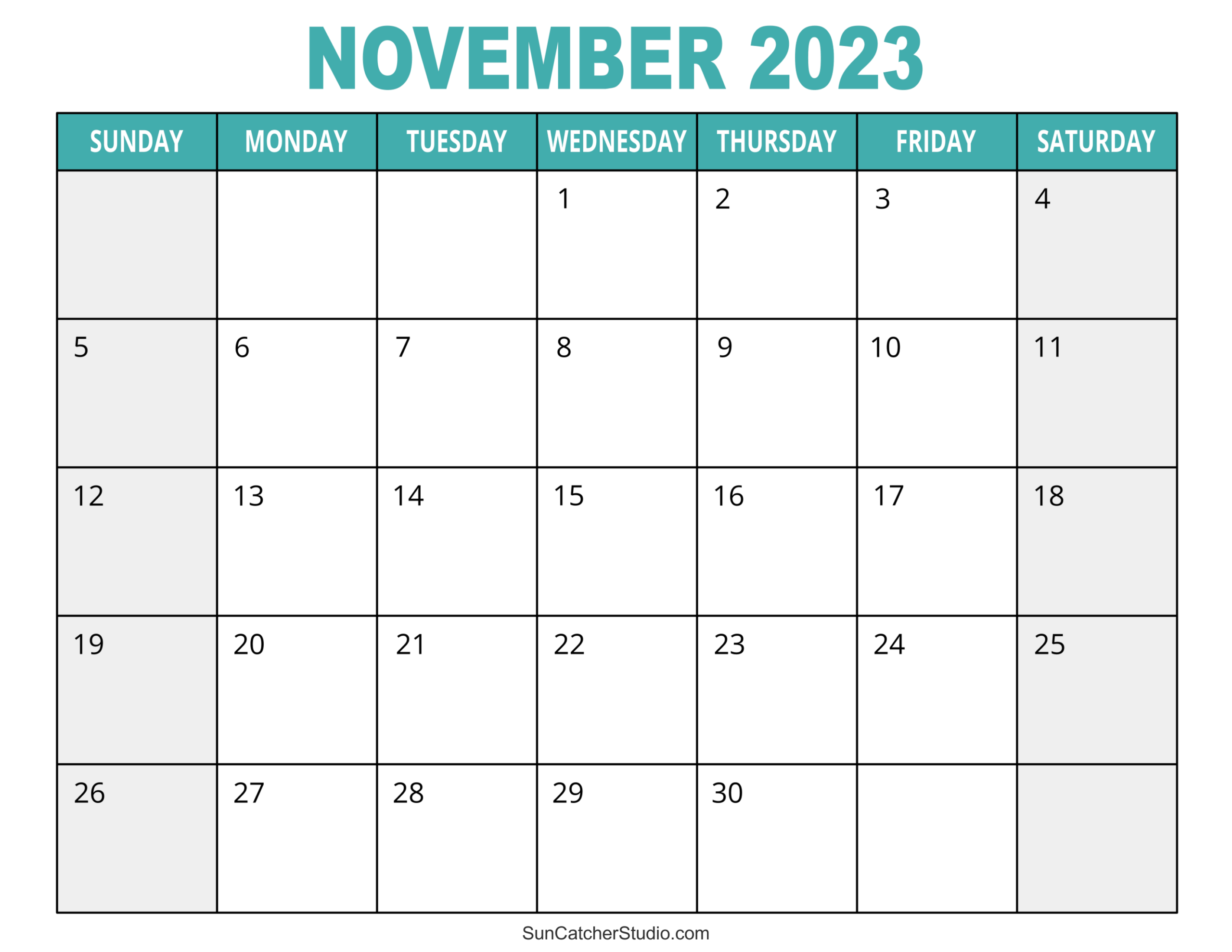 November 2023 Calendar Free Printable Free Printables 